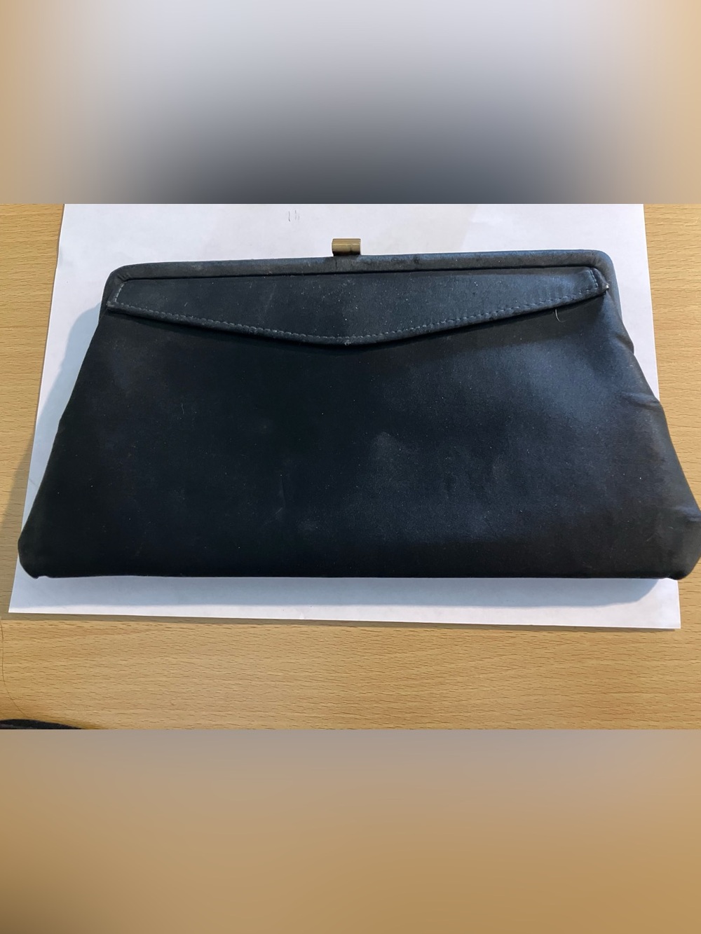 Garay Black Satin Clutch with Peach Lining